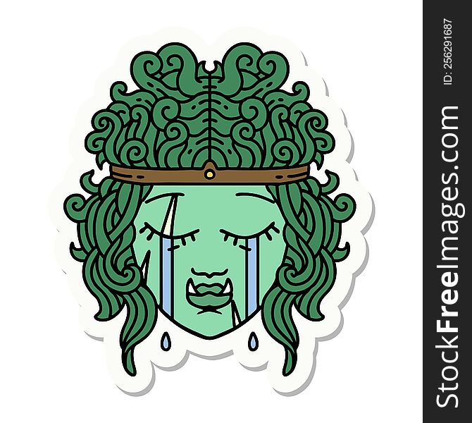 Sad Orc Barbarian Character Face Sticker