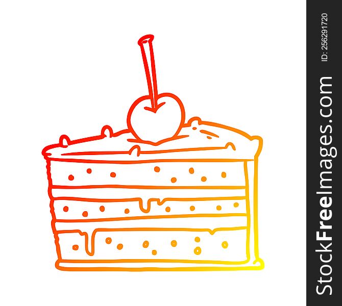 warm gradient line drawing of a tasty chocolate cake