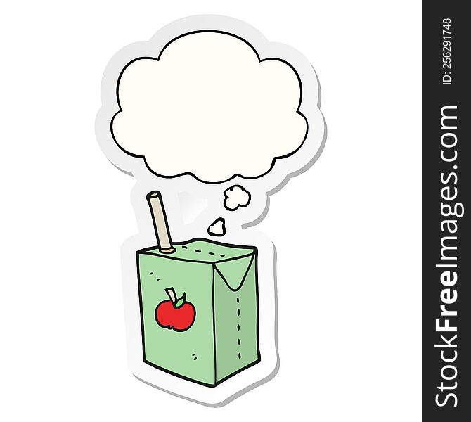 cartoon apple juice box with thought bubble as a printed sticker