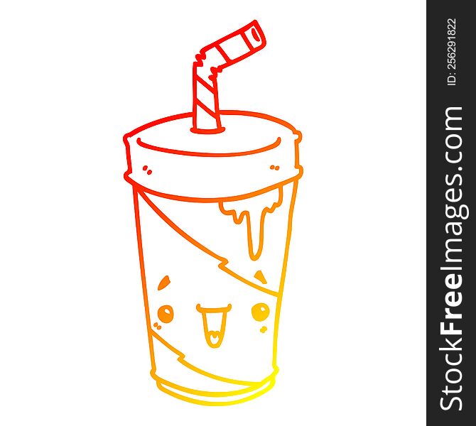 Warm Gradient Line Drawing Cartoon Soda Cup