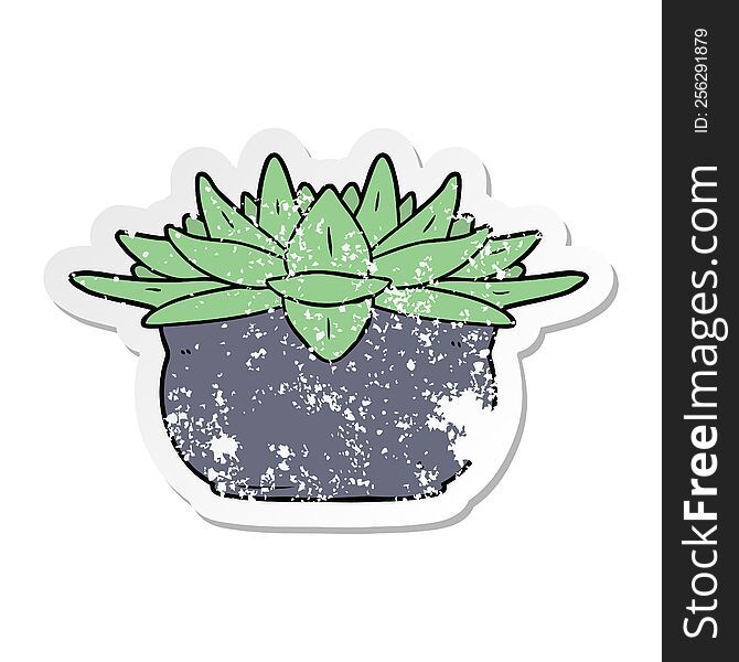 distressed sticker of a cartoon succulent plant