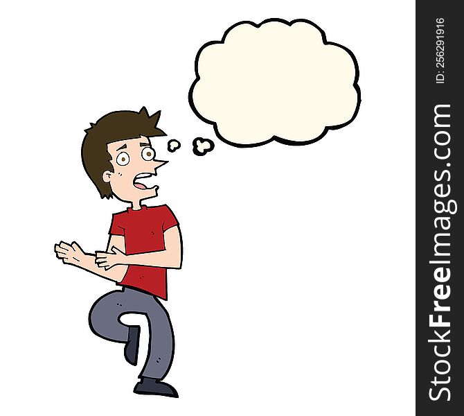 Cartoon Stressed Out Man With Thought Bubble