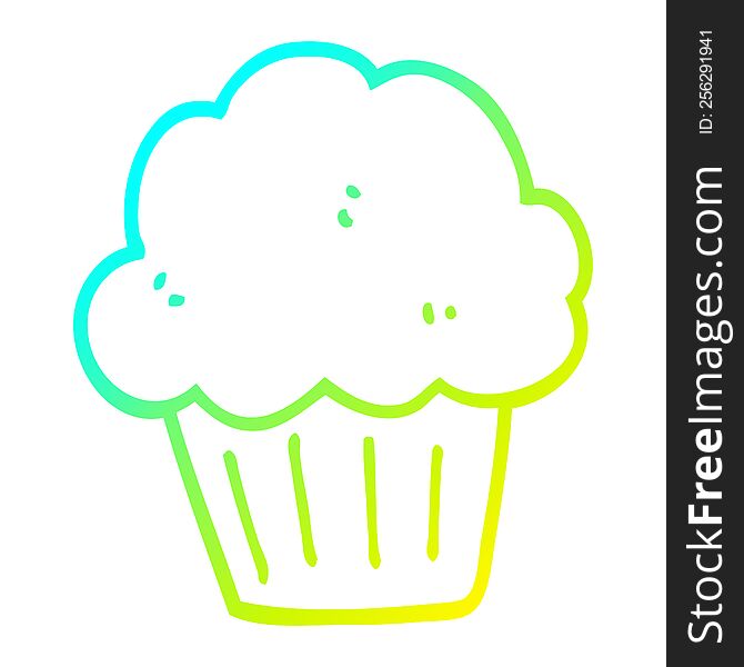 cold gradient line drawing of a cartoon  muffin