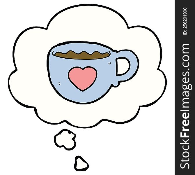 I love coffee cartoon cup with thought bubble