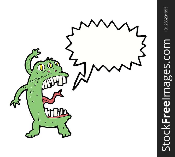 Cartoon Crazy Monster With Speech Bubble