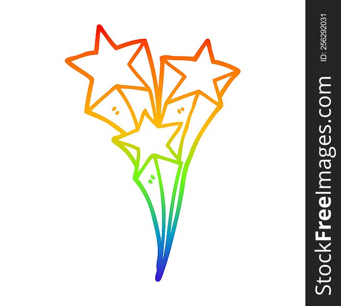 rainbow gradient line drawing of a cartoon shooting stars