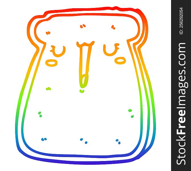 Rainbow Gradient Line Drawing Cartoon Toast