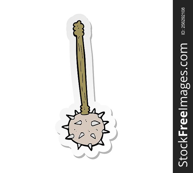 sticker of a cartoon medieval mace