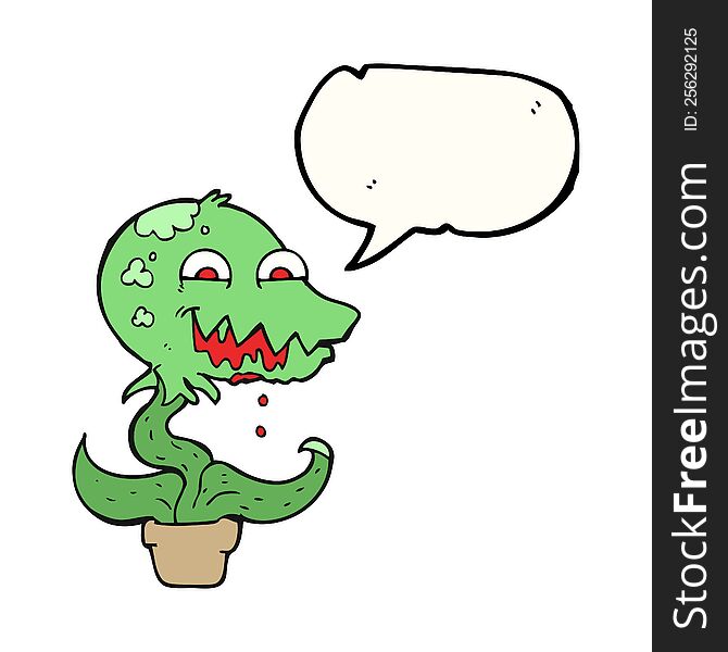 speech bubble cartoon monster plant