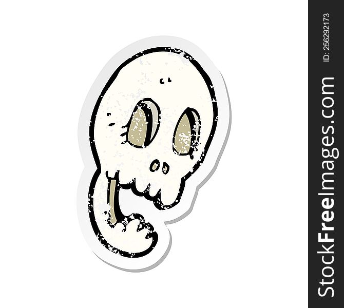 Retro Distressed Sticker Of A Funny Cartoon Skull