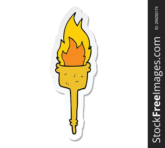 sticker of a cartoon flaming torch