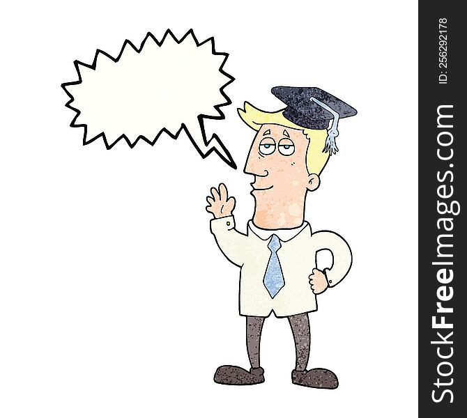 freehand speech bubble textured cartoon graduate