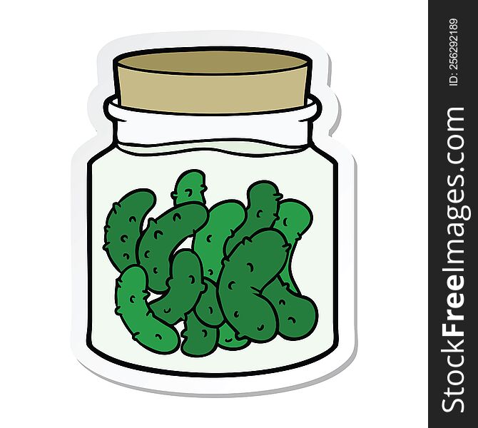 sticker of a cartoon pickled gherkins