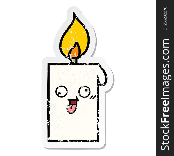 Distressed Sticker Of A Cute Cartoon Lit Candle