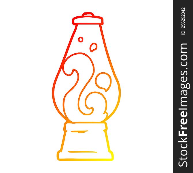 warm gradient line drawing of a cartoon retro lava lamp