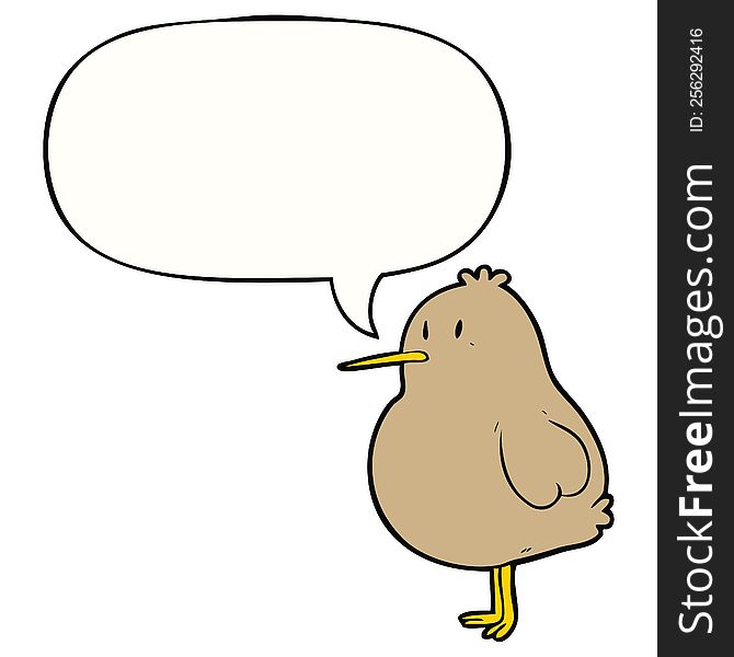 Cute Cartoon Kiwi Bird And Speech Bubble