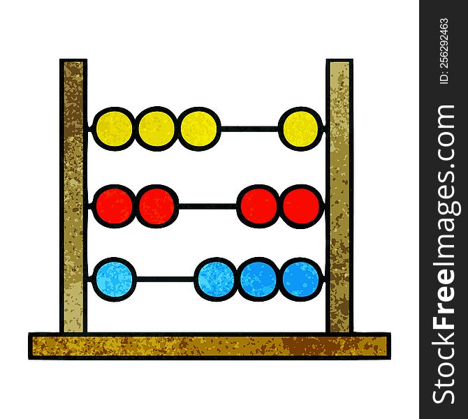 retro grunge texture cartoon of a maths abacus