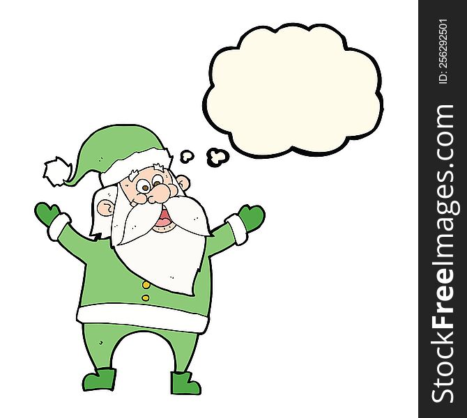 Cartoon Santa Claus With Thought Bubble