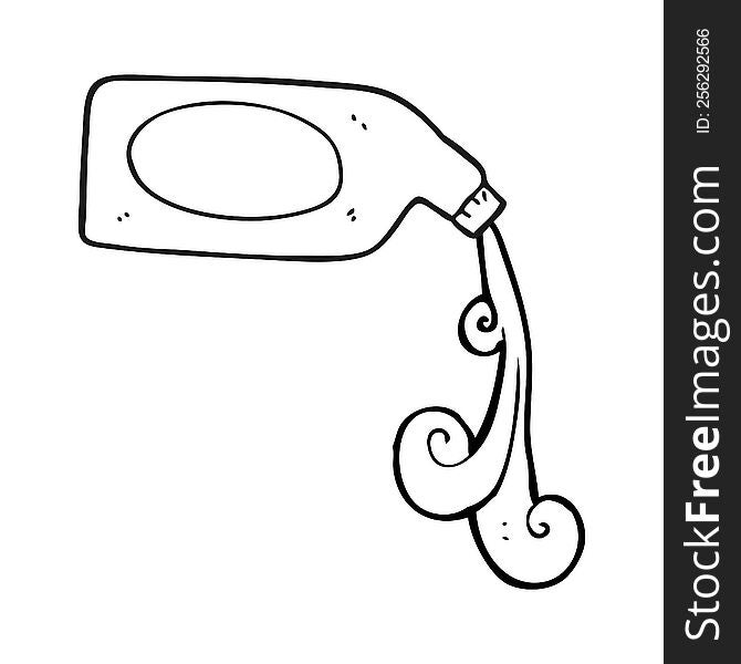 freehand drawn black and white cartoon cleaning product pouring