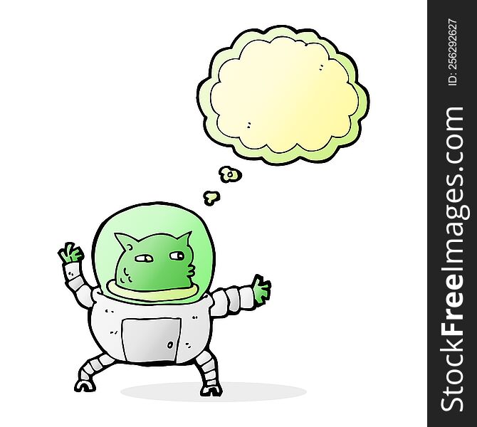 Cartoon Alien With Thought Bubble