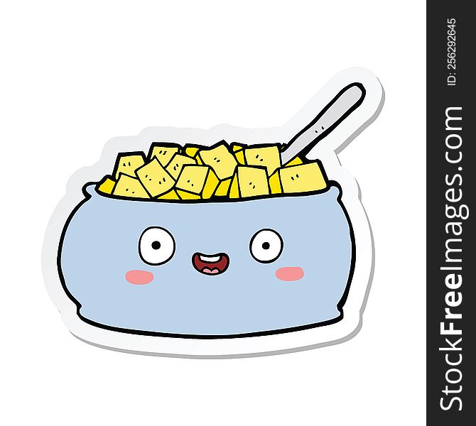 Sticker Of A Cute Cartoon Bowl Of Sugar