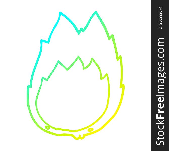 cold gradient line drawing of a cartoon flames