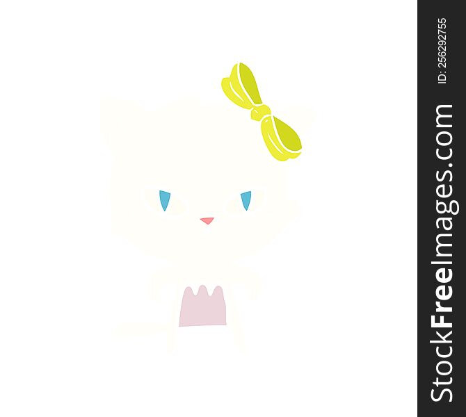 Cute Flat Color Style Cartoon Cat