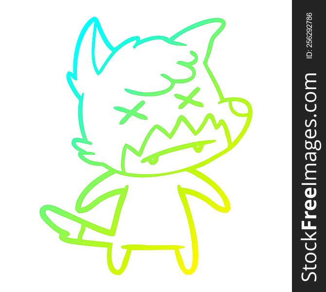 Cold Gradient Line Drawing Cartoon Dead Fox