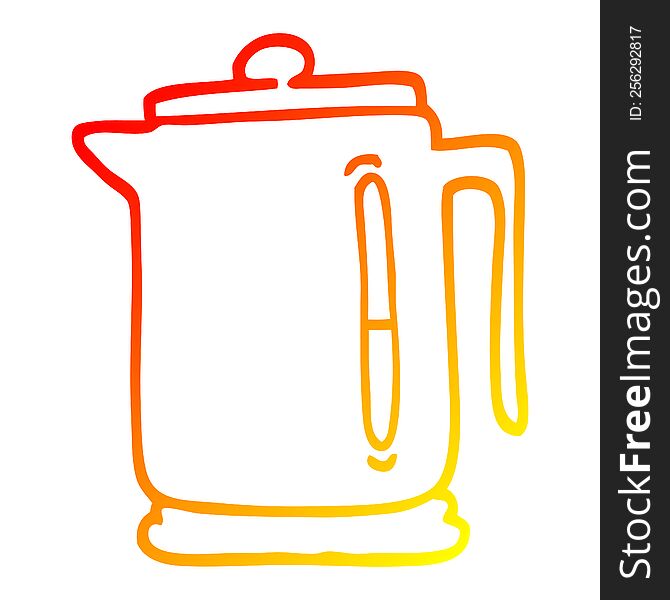 warm gradient line drawing cartoon kettle