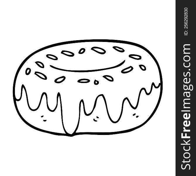 line drawing cartoon donut with sprinkles