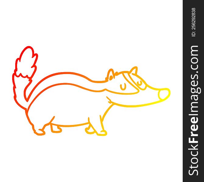 warm gradient line drawing of a cartoon badger