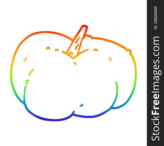 Rainbow Gradient Line Drawing Cartoon Pumpkin Squash