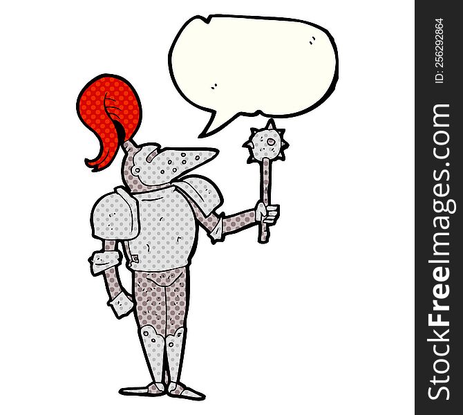 freehand drawn comic book speech bubble cartoon medieval knight