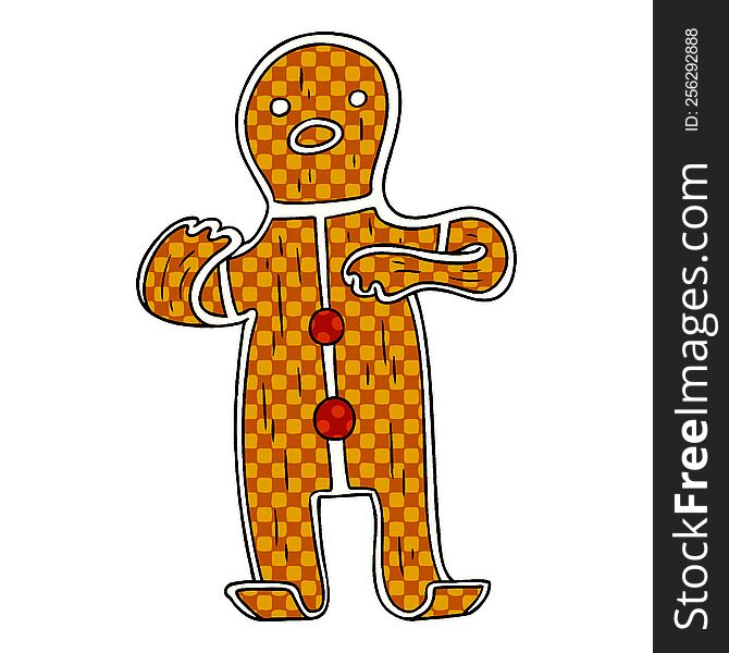 hand drawn cartoon doodle of a gingerbread man