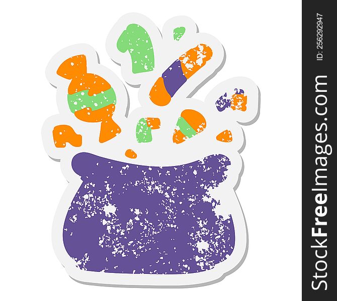 Bag Of Halloween Candy Grunge Sticker