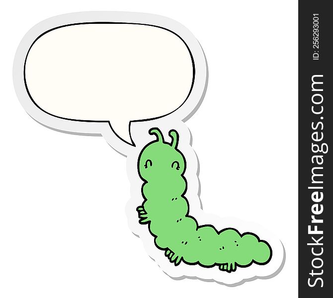 cartoon caterpillar with speech bubble sticker