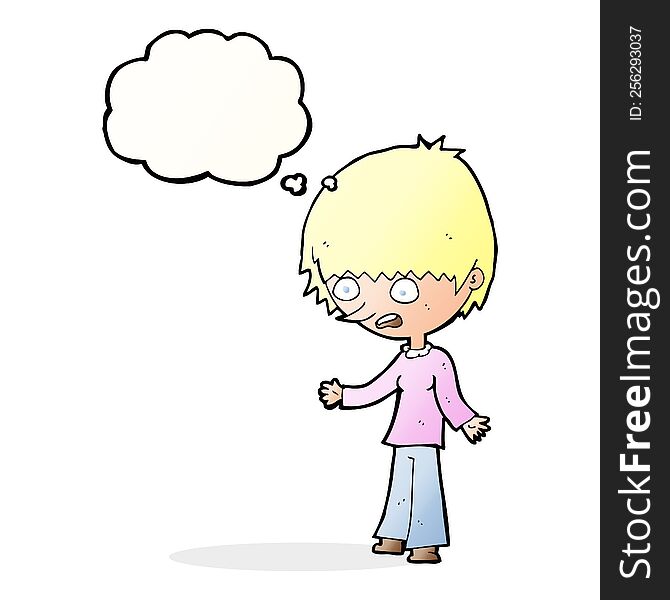 Cartoon Stressed Out Woman With Thought Bubble
