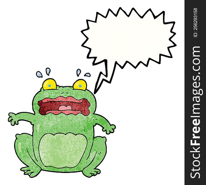 Speech Bubble Textured Cartoon Funny Frightened Frog