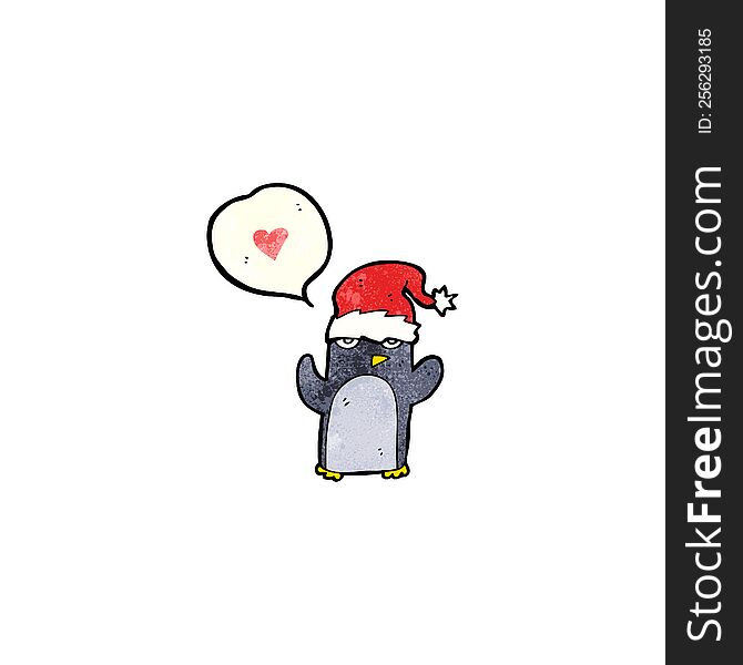 cartoon penguin with love heart