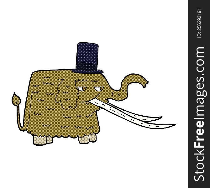 cartoon mammoth wearing top hat