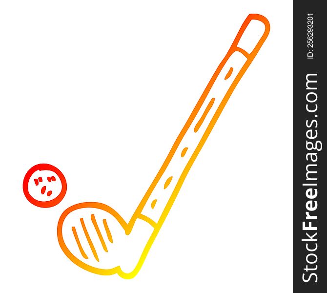 warm gradient line drawing of a cartoon golf club and ball