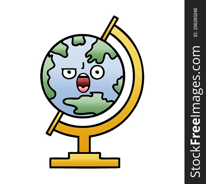 Gradient Shaded Cartoon Globe Of The World