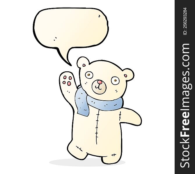 Cute Cartoon Polar Teddy Bear With Speech Bubble
