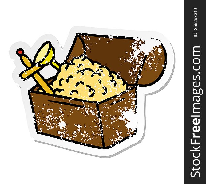 Distressed Sticker Cartoon Doodle Of A Treasure Chest