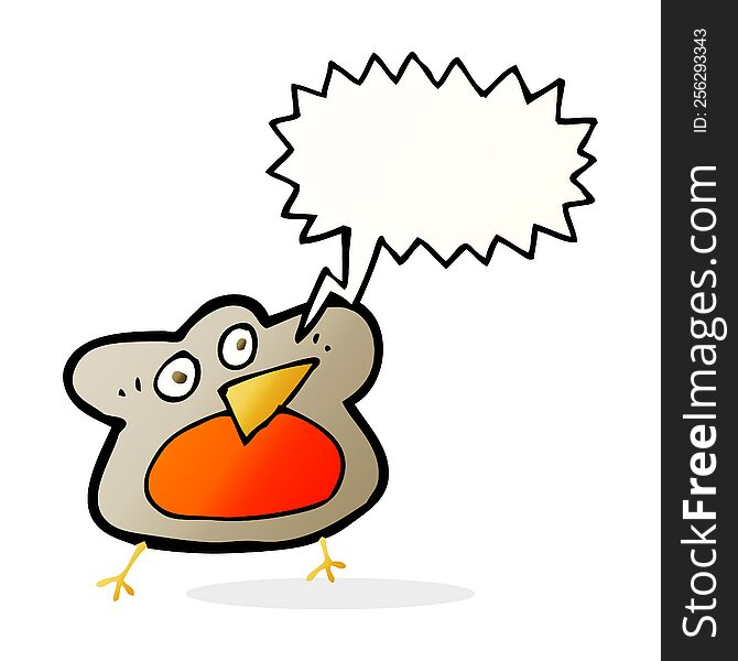 Funny Cartoon Robin With Speech Bubble