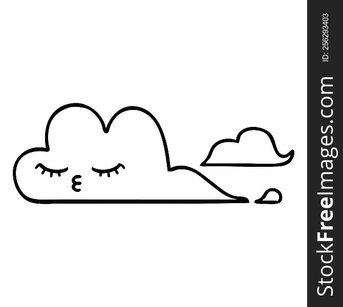 Line Drawing Cartoon White Cloud