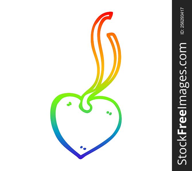 Rainbow Gradient Line Drawing Cartoon Heart Tag