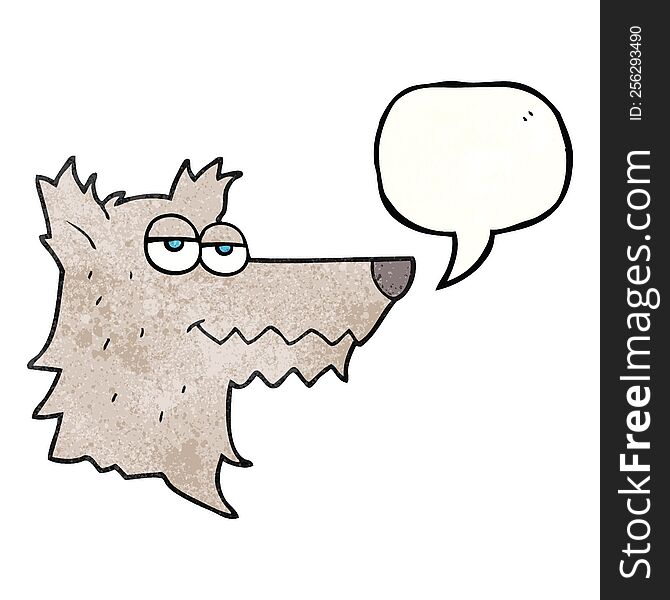 freehand speech bubble textured cartoon wolf head