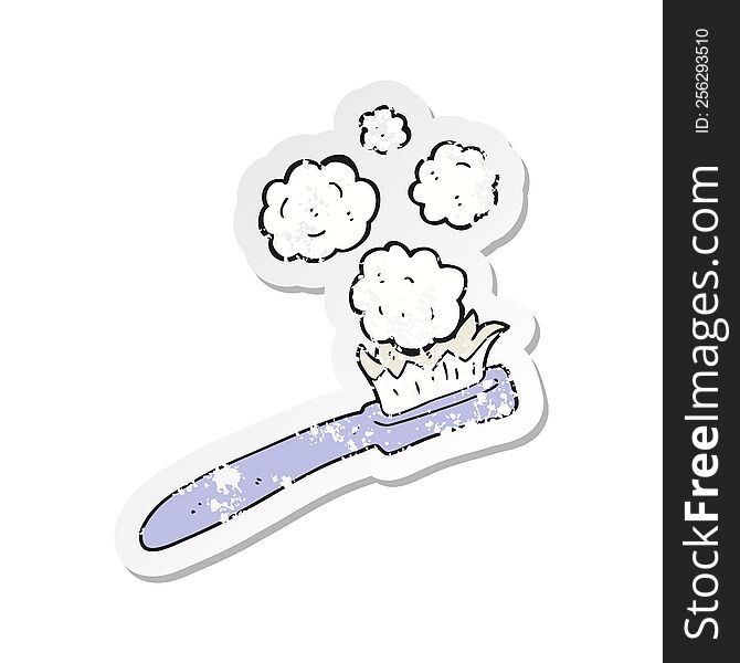 Retro Distressed Sticker Of A Cartoon Toothbrush