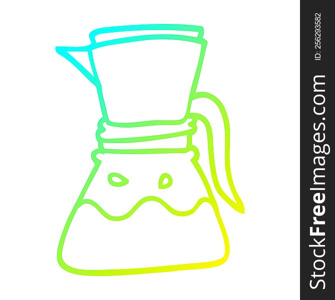 cold gradient line drawing of a cartoon filter coffee maker